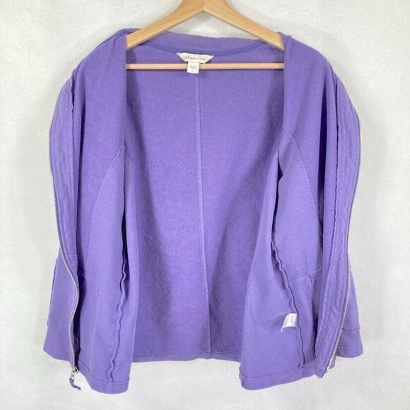 Coldwater Creek Lightweight Full Zip French Terry Jacket L Purple - Picture 6 of 9